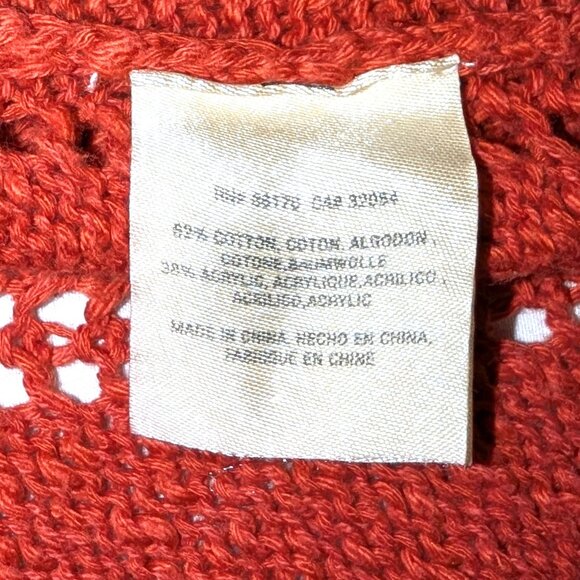 Meadow Rue | Anthropologie Priscilla Pointelle Cardigan in Rust Red | Size Small - Picture 10 of 13